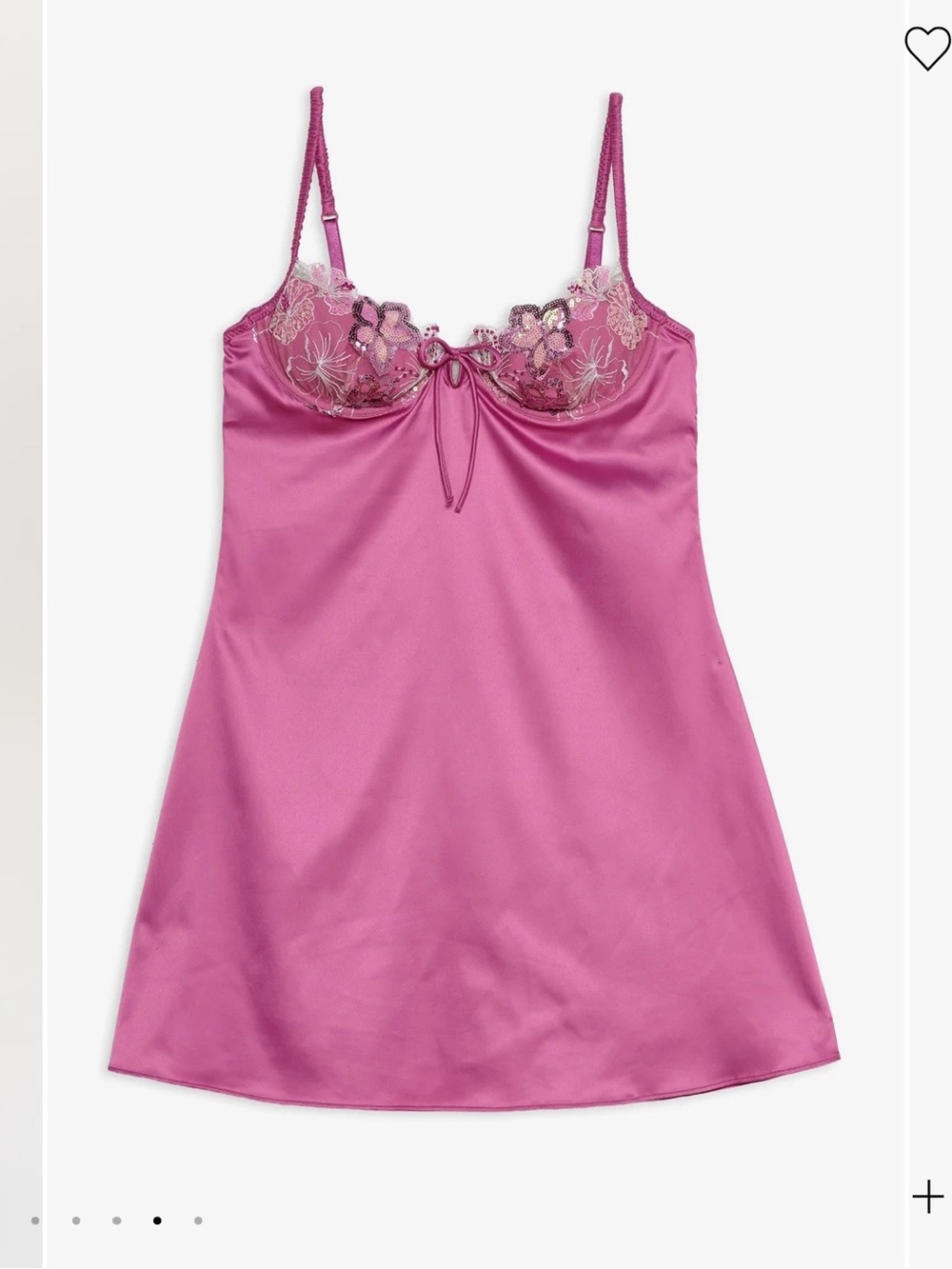 For Love and Lemons Pink Satin Lace Mini Slip - Picture 3 of 7